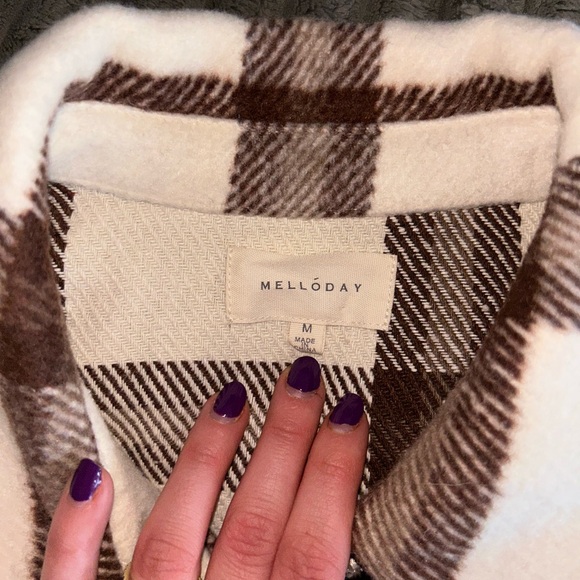 MELLODAY Cream and Brown Plaid Shacket - Picture 3 of 4